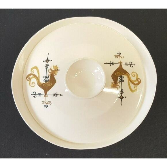 Edwin Knowles Weather Vane Rooster 11" Covered Vegetable Bowl w/Lid #K-5240 MCM - Picture 3 of 10